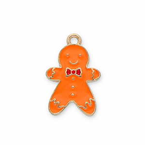 Anh&auml;nger Metall Gingerbread Man Gold-orange-red
