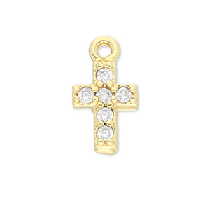 TQ Metall Brass Anh&auml;nger Cross Gold-transparent