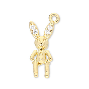 TQ Metall Brass Anh&auml;nger Rabbit Gold-transparent