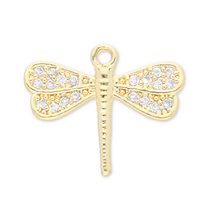 TQ Metall Brass Anh&auml;nger Dragonfly Gold-transparent