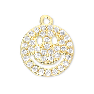 TQ Metall Brass Anh&auml;nger Smiley Gold-transparent