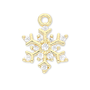 TQ Metall Brass Anh&auml;nger Snowflake Gold-transparent