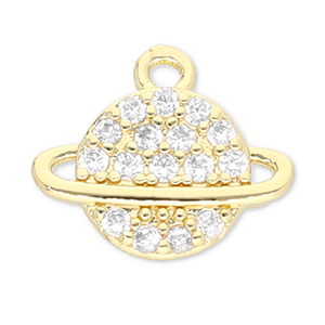 TQ Metall Brass Anh&auml;nger Planet Gold-transparent