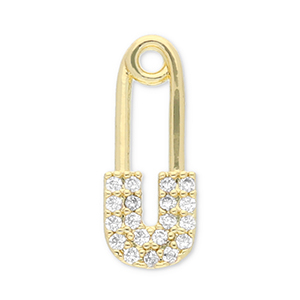 TQ Metall Brass Anh&auml;nger Safety Pin Gold-transparent