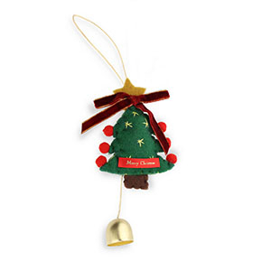 Musthave-Anh&auml;nger Filz Christmas Tree with Bow & Bell Green-red-gold