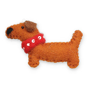 Broschen aus Filz Dachshund Orange brown-red-white