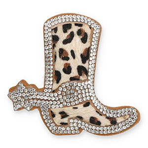 Statement hangers mit Strass Cowboy boot with Leopard Print Crystal-beige-brown