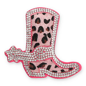 Statement hangers mit Strass Cowboy boot with Leopard Print Crystal-vintage pink-dark pink