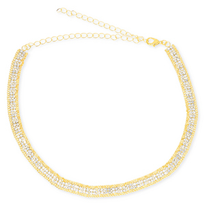 TQ Metall Brass Choker mit Strass Gold-crystal