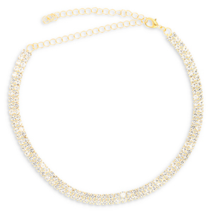 TQ Metall Brass Choker mit Strass Gold-crystal