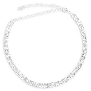 TQ Metall Brass Choker mit Strass Silver-crystal