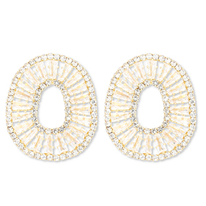 Eco-brass&reg; nachhaltiges Messing Ohrringe / Ohrstecker mit Zirkonia Oval Gold-crystal