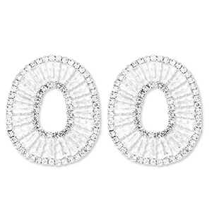 Eco-brass&reg; nachhaltiges Messing Ohrringe / Ohrstecker mit Zirkonia Oval Silver-crystal