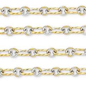 Zubeh&ouml;r aus Stainless Steel - Rostfreiem Stahl Gliederkette Oval-Round Gold-silver