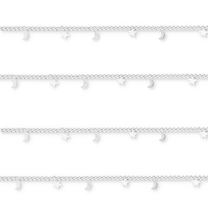 Zubeh&ouml;r aus Stainless Steel - Rostfreiem Stahl Gliederkette with Moon and Star Silver