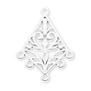 Zubeh&ouml;r aus Stainless Steel - Rostfreiem Stahl Anh&auml;nger Barock Rhombus with 5 Loops Silver