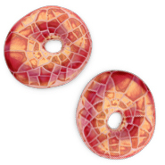 Perlen Griechische Keramik DQ Donut Mosaik Magenta-green gold