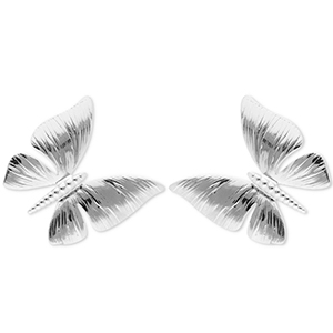 Stainless Steel - Rostfrei Stahl Ohrringe / Ohrstecker Butterfly Silver