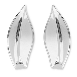 Stainless Steel - Rostfrei Stahl Ohrringe / Ohrstecker Leaf Silver