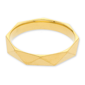 Stainless Steel - Rostfrei Stahl Ringe Faceted Cut Gold