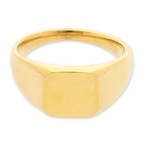 Stainless Steel - Rostfrei Stahl Ringe with Square Gold