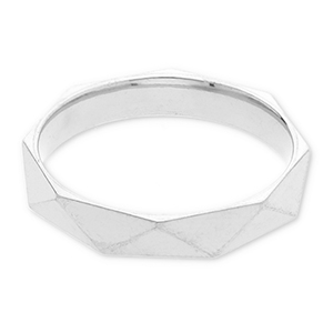 Stainless Steel - Rostfrei Stahl Ringe Faceted Cut Silver