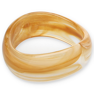 Armb&auml;nder Bangle aus Resin Camel brown-white