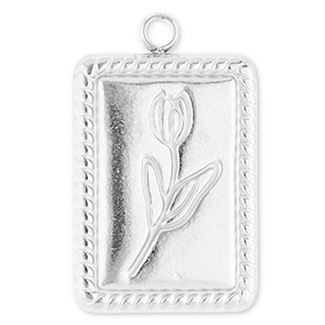 Anh&auml;nger aus Stainless Steel - Rostfreiem Stahl Rectangle with Tulip Silver