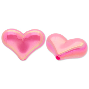 Perlen aus Acryl Heart Dark pink-AB coating