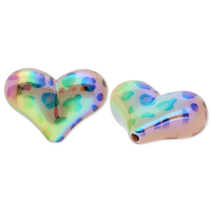 Perlen aus Acryl Heart with Leopard Print Beige-brown-black-AB coating