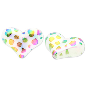 Perlen aus Acryl Heart with Leopard Print White-brown-black-AB coating