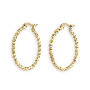 Stainless Steel - Rostfrei Stahl Ohrringe Creolen Twisted Gold