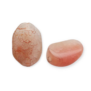 Perlen Halb Edelstein Achat Oval Coral red-white