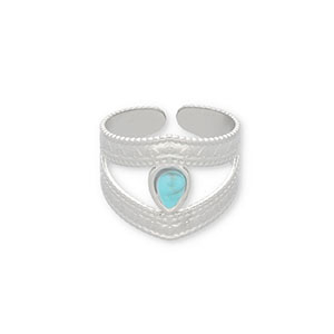 Stainless Steel - Rostfrei Stahl Ringe mit Naturstein Silver-turquoise