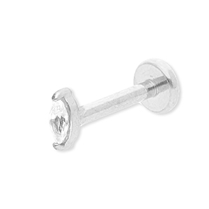 Stainless Steel - Rostfrei Stahl Ohrpiercing Oval with Strass Silver-crystal