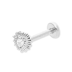 Stainless Steel - Rostfrei Stahl Ohrpiercing Heart with Strass Silver-crystal