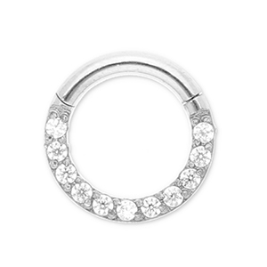 Stainless Steel - Rostfrei Stahl Ohrpiercing Clicker ring with Strass Silver-crystal