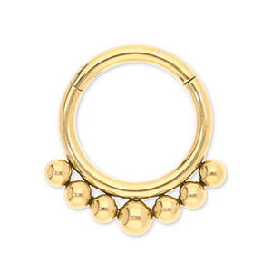 Stainless Steel - Rostfrei Stahl Ohrpiercing Clicker ring with Spheres Gold