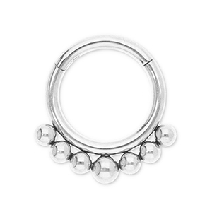 Stainless Steel - Rostfrei Stahl Ohrpiercing Clicker ring with Spheres Silver