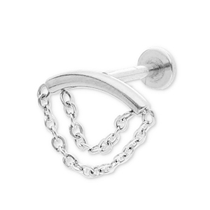 Stainless Steel - Rostfrei Stahl Ohrpiercing Arch with 2-layer Chain Silver