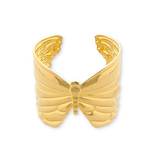 Stainless Steel - Rostfrei Stahl Armb&auml;nder Bangle Butterfly Gold