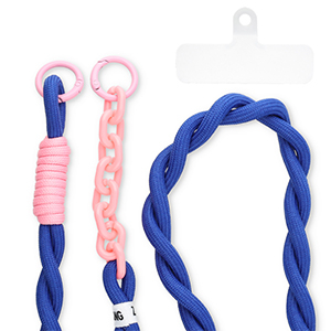 Musthave Segeltau-Handykette inkl. Befestigungs-Patch Dark blue-pink