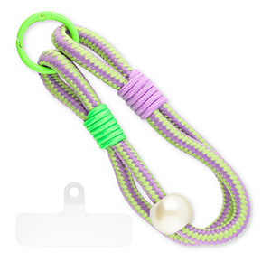 Musthave Segeltau-Handykette inkl. Befestigungs-Patch Purple-green-neon green-ivory white
