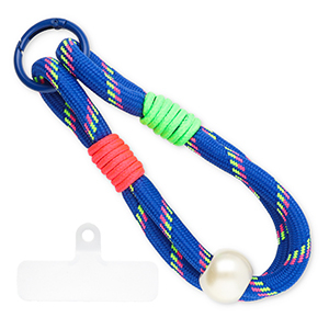 Musthave Segeltau-Handykette inkl. Befestigungs-Patch Dark blue-neon pink-neon green-ivory white