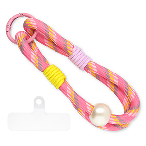 Musthave Segeltau-Handykette inkl. Befestigungs-Patch Pink-yellow-lilac-ivory white