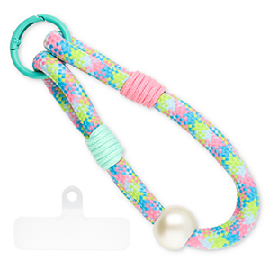 Musthave Segeltau-Handykette inkl. Befestigungs-Patch Light pink-mint green-blue-ivory white
