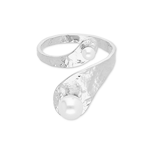 Stainless Steel - Rostfrei Stahl Ringe with Pearls Silver-white
