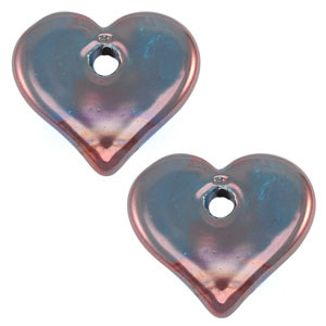 Perlen Griechische Keramik DQ Heart Purple-bronze
