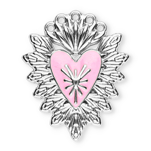 Anh&auml;nger aus Stainless Steel - Rostfreiem Stahl sacred Heart Silver-light pink