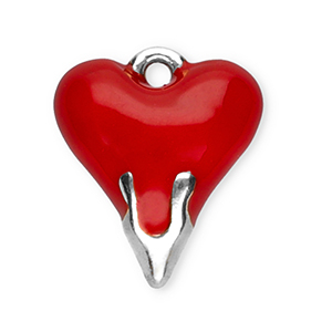 Anh&auml;nger aus Stainless Steel - Rostfreiem Stahl Heart Silver-red
